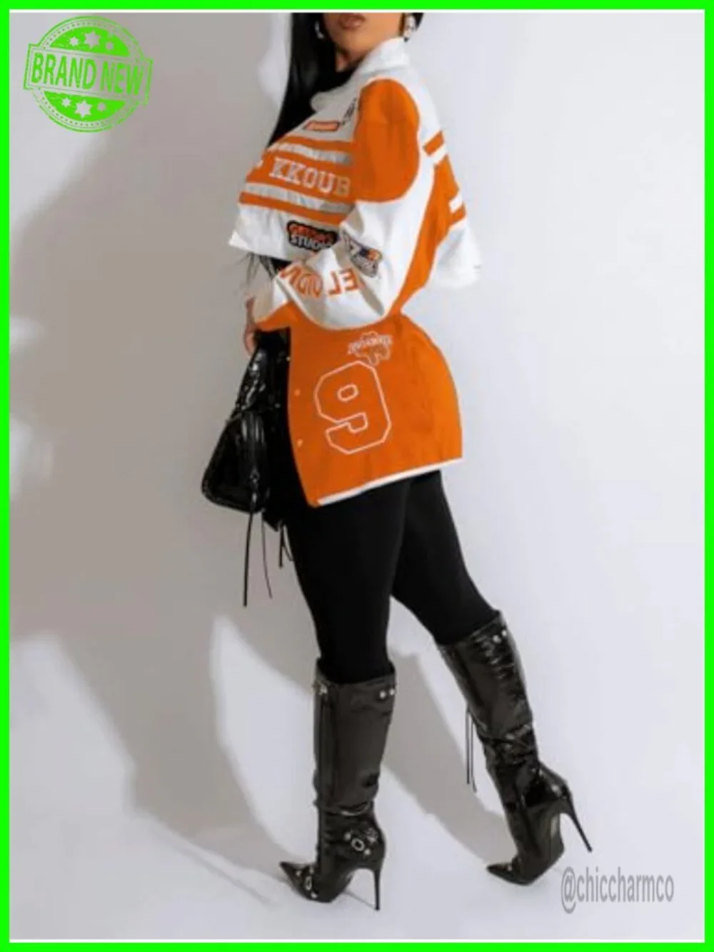 Women's Moto Racer Jacket Detachable Letter Graphic Vintage Color Block
